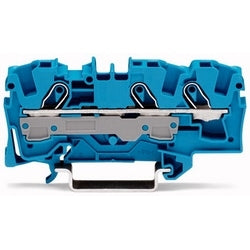 Wago Corporation 2006-1304 | 3-Conductor Through Terminal Block, 6 mm², Ex E II Rated, Blue, Side & Center Marking