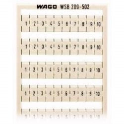 Wago Corporation 209-502 | Terminal Block Marker, Horizontal Marking “1–10”, For 5–17.5 mm Width, 10 Sets, White
