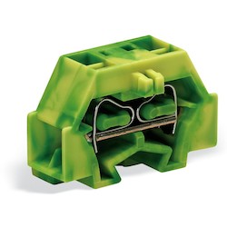Wago Corporation 260-337 | 4-Conductor Terminal Block, With Fixing Flange, 16–28 AWG, Green/Yellow, For DIN 35 Rail