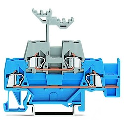 Wago Corporation 280-524 | Double-Deck Terminal Block, Through/Through with Jumper, Blue/Gray