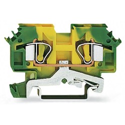 Wago Corporation 282-607 | 2-Conductor Ground Terminal Block, 10–24 AWG, Side Entry, Green
