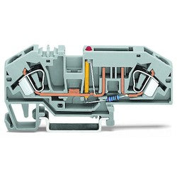Wago Corporation 282-698/281-449 | Fused Spring Terminal Block, 8 mm, 12 V, 24–10 AWG, Indicator, Gray