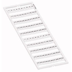 Wago Corporation 793-5566 | WMB Multi Marking System, Horizontal 1–50 (2x), Width 5–17.5 mm, 10 Strips of 10 Markers, Consecutive Numbers