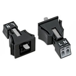 Wago Corporation 890-702 | WINSTA® Socket, Snap-In Mount, 2-Pole, Black