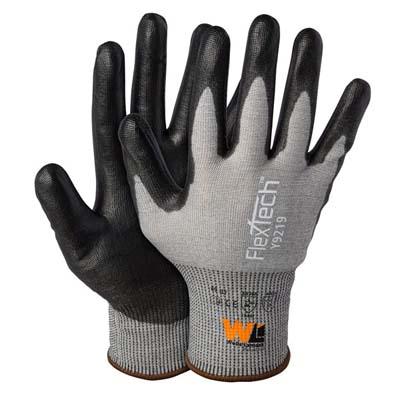 Wells Lamont Y9219L | Flextech ANSI A9 Cut-Resistant Polyurethane Palm-Coated Gloves, Large
