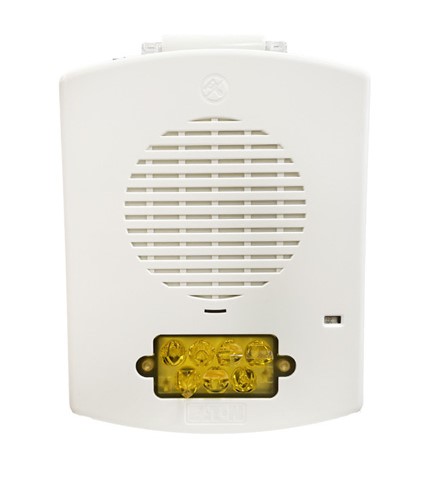 Wheelock PS3/57/25BP-C | Cooper Wheelock Eluxa Outdoor NEMA 3R Multi-tone Horn Strobe - White With Amber Lens