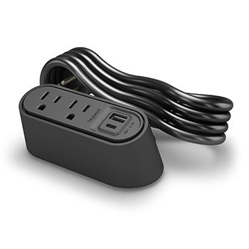 Wiremold WSPC220CBK | Desktop Power Center Slim, 2 Outlets, USB A/C, Black, 6ft Cord