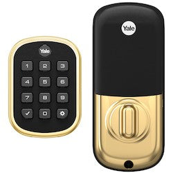 Yale Residential YRD136-ZW2-605 | Pro Pushbutton Deadbolt Z-Wave Key Free, Polished Brass
