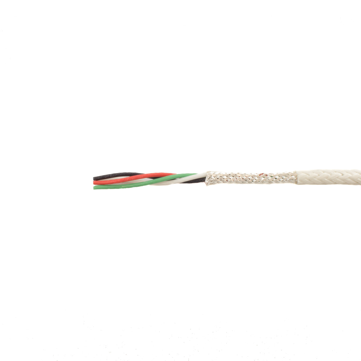Alpha Wire 2811/4 WH001 | Communication-Control-Industrial-Cable, 4 Conductor, 24 AWG, Braid, Glass Braid Jacket, PTFE Insulation, 0.164 Jacket Diameter, 0.012 Jacket Thickness, 19/36 Stranding