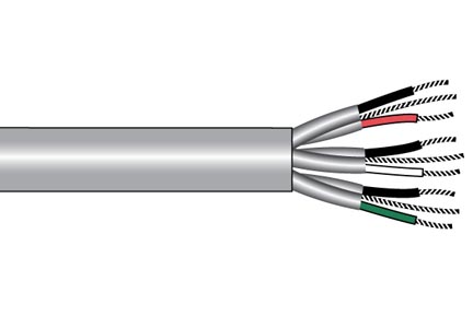 Alpha Wire 6062C SL001 | Communication & Control Cable, 18AWG, 2 Pairs, (16/30) Stranding, Foil, PVC, 100 FT, Slate