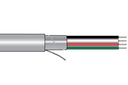 Alpha Wire 6300/8 SL001 | Communication & Control Cable, 24AWG, 8 Conductor, (7/32) Stranding, Foil, PVC, 1000 FT, Slate