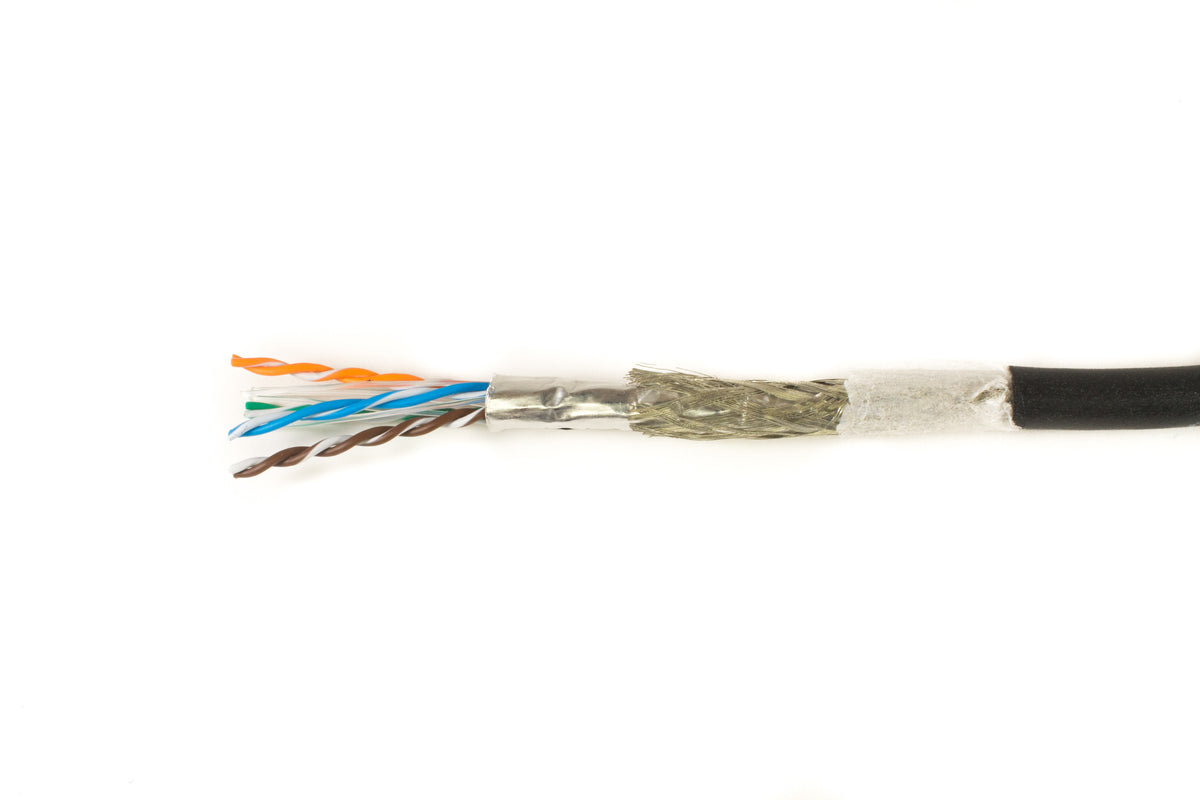 Alpha Wire 74006 BK002 | 8 (4 Pair Twisted) Conductor Multi-Pair, Cat5e Cable Black 26 AWG Foil, Braid 100.0' (30.5m)