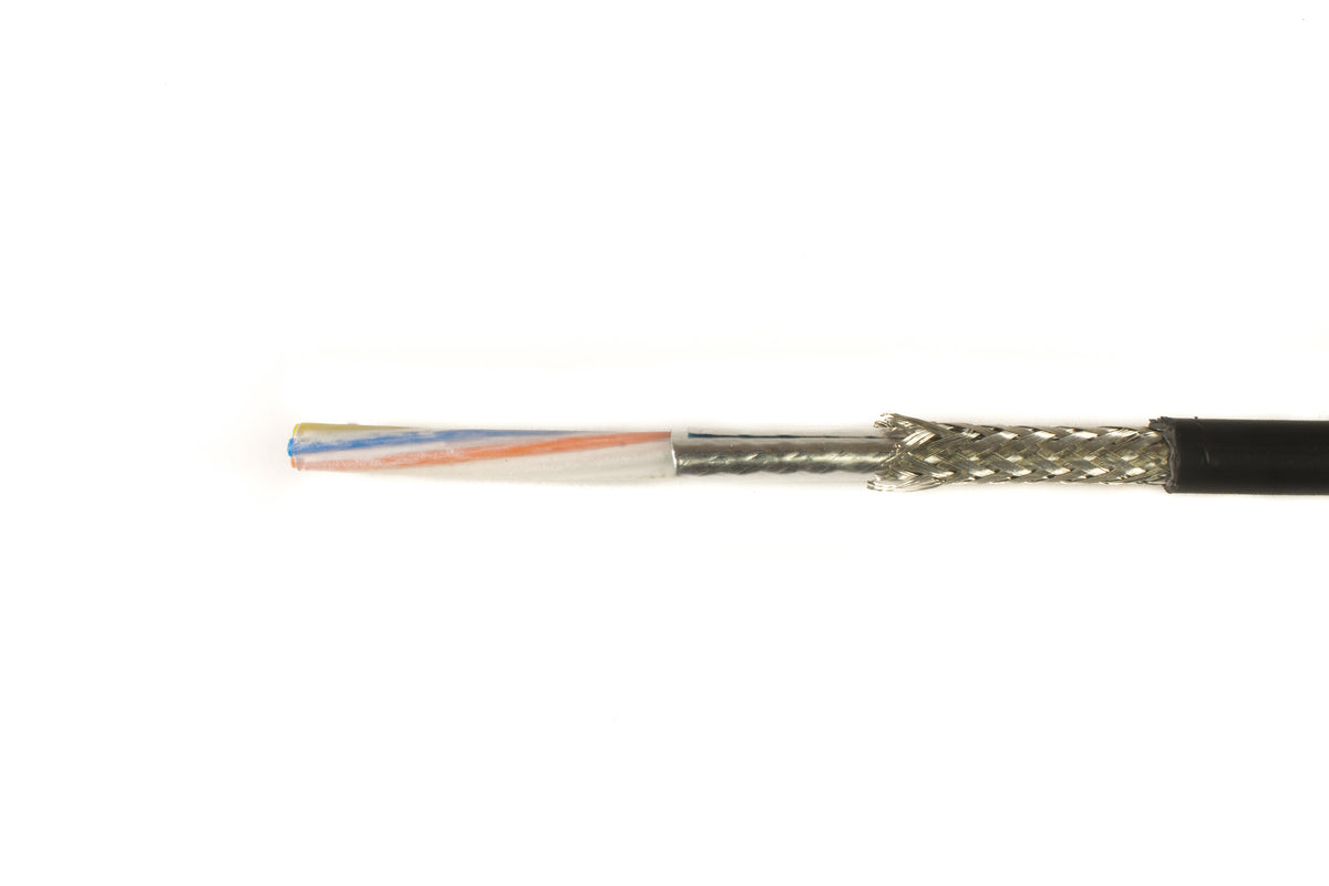 Alpha Wire 74007 BK002 | 4 Conductor Multi-Conductor Cable Black 22 AWG Foil, Braid 10.00' (3.05m)
