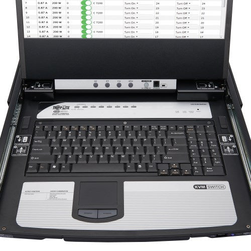 Tripp-Lite B030-DP08-17DIP | NetDirector 8-Port DisplayPort KVM Switch Console with 17 in. LCD, IP Remote Access, Dual Rail, 1U Rack-Mount