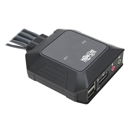 Tripp-Lite B032-DPUA2 | 2-Port DisplayPort 1.1/USB KVM Switch with Audio/Video, Built-In Cables, USB Peripheral Sharing
