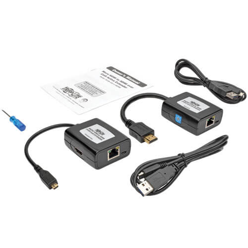 Tripp-Lite B126-1A1-U-MCRO | Micro-HDMI to HDMI over Cat5/Cat6 Active Extender Kit, 1080p 60 Hz, USB Powered, Up to 125 ft. (38 m), TAA