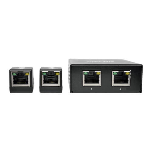 Tripp-Lite B126-2P2M-POC | 2-Port HDMI over Cat5/6 Extender Kit, Box-Style Transmitter, 2 Mini Receivers, PoC, Up to 100 ft. (30 m), TAA