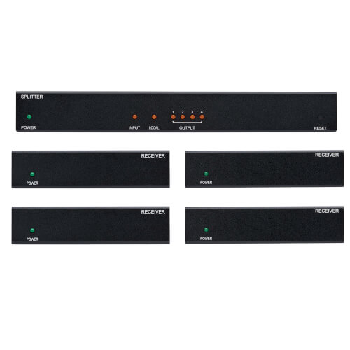 Tripp-Lite B127-004-H4H | 4-Port HDMI over Cat6 Splitter/Extender Kit, Transmitter/4 Receivers, 4K 60 Hz, PoC, HDR, 125 ft., TAA