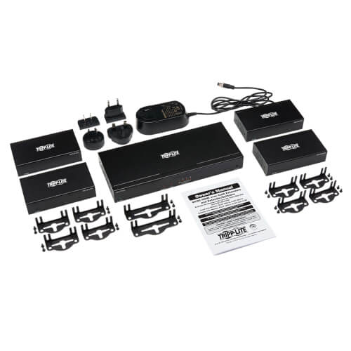 Tripp-Lite B127-004-H4H | 4-Port HDMI over Cat6 Splitter/Extender Kit, Transmitter/4 Receivers, 4K 60 Hz, PoC, HDR, 125 ft., TAA