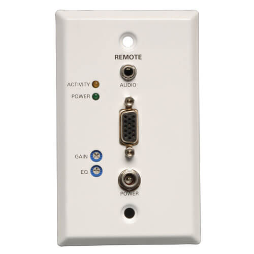 Tripp-Lite B132-100A-WP-1 | VGA over Cat5/6 Extender, Wall Plate Receiver for Video/Audio, Up to 1000 ft. (305 m), TAA