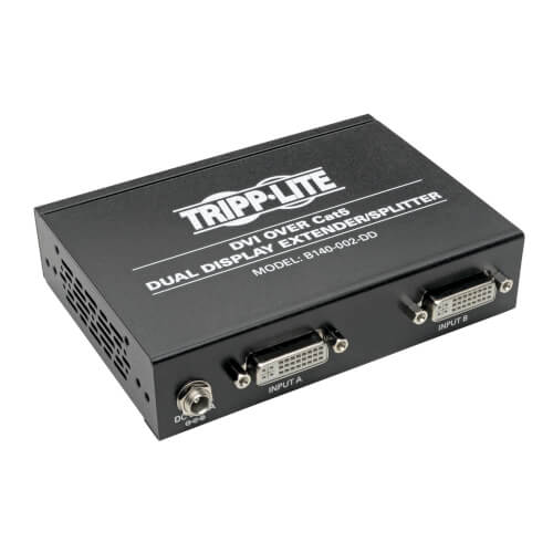 Tripp-Lite B140-002-DD | 2-Port DVI over Cat5/6 Splitter/Extender, Box-Style Transmitter for Video, Dual-Display DVI-D, 200 ft. (60 m), TAA