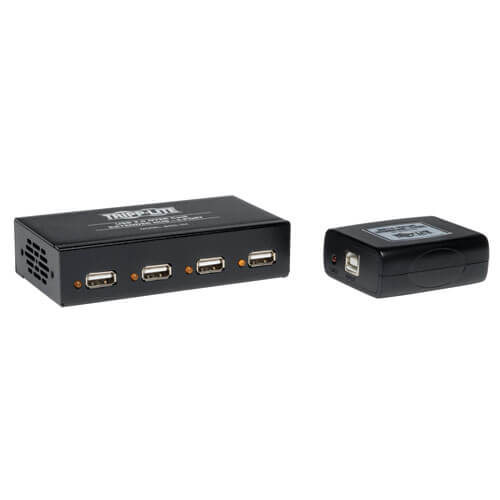 Tripp-Lite B203-104 | 4-Port USB 2.0 over Cat5/Cat6 Extender Hub Kit, Transmitter & Receiver, USB up to 328 ft. (100 m), TAA