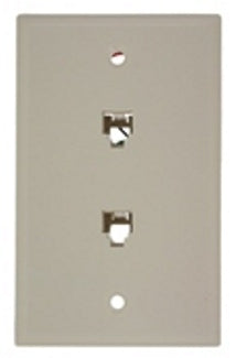 Leviton 40244-T | Standard Telephone Wall Jack, 6P4C x 6P4C, Screw Terminals, Light Almond