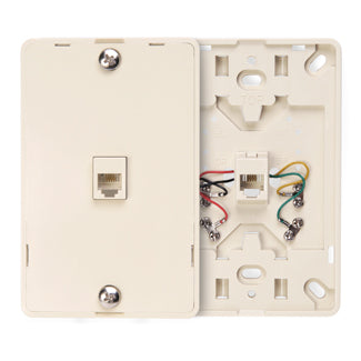 Leviton 40214-I | Telephone Wall Jack, 6P4C, Screw Terminals, Ivory