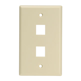 Leviton 41080-2IL | Single-Gang QuickPort Wallplate for Large Connectors, 2-Port, Ivory