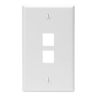 Leviton Manufacturing Co 41080-2TP | Single-Gang QUICKPORT Wallplate, 2-Port, Light Almond