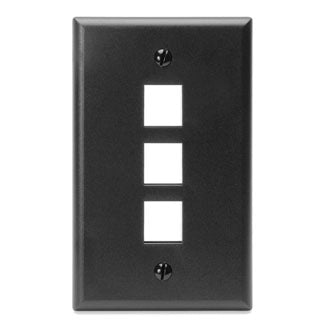 Leviton 41080-3BP | Single-Gang QuickPort Wallplate, 3-Port, Brown
