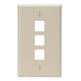 Leviton 41080-3IP | Single-Gang QuickPort Wallplate, 3-Port, Ivory