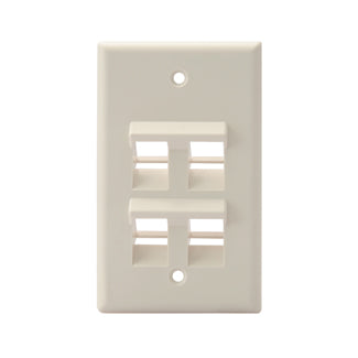 Leviton 41081-4WP | Angled Single-Gang QuickPort Wallplate, 4-Port - White