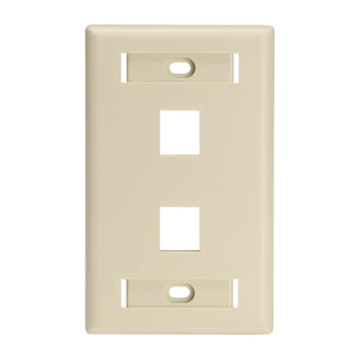 Leviton Manufacturing Co 42080-2IL | Single-Gang QUICKPORT Wallplate for Large Connectors with ID Windows, 2-Port, Ivory