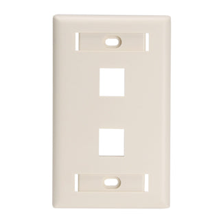 Leviton Manufacturing Co 42080-2TL | Single-Gang QUICKPORT Wallplate for Large Connectors with ID Windows, 2-Port, Light Almond
