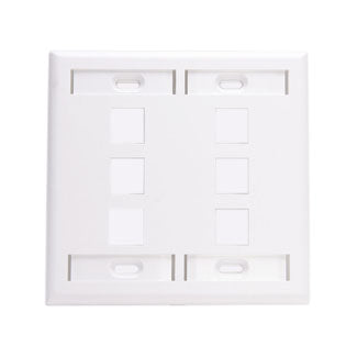 Leviton 42080-6WS | Single-Gang QuickPort Wallplate with ID Windows, 6-Port, White