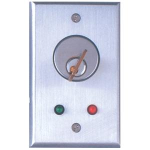 Camden Door Controls CM-1100-7212 | Flush Mount Key Switch, Aluminum Single Gang Faceplate, SPST Momentary, N/O, Red & Green 12V LEDs, Brushed Aluminum