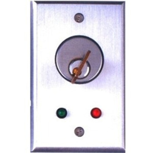 Camden Door Controls CM-1100 | Flush Mount Key Switch, Aluminum Single Gang Faceplate, SPST Momentary, N/O, Brushed Aluminum