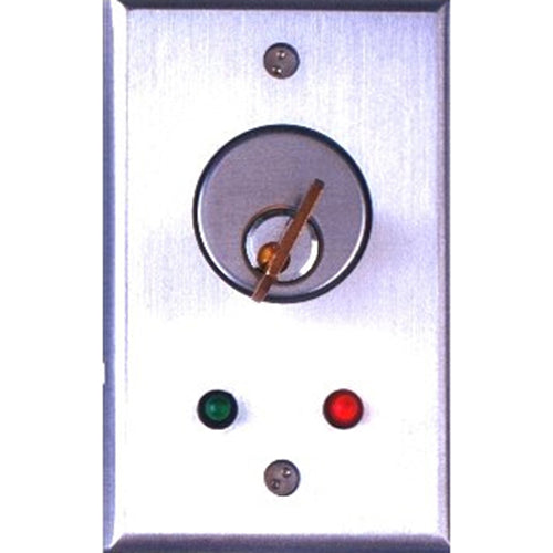 Camden Door Controls CM-1110 | Flush Mount Key Switch, Single Gang, SPST Maintained, Brushed Aluminum