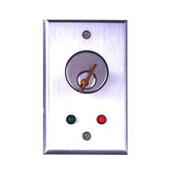 Camden Door Controls CM-1130-7612 | Flush Mount Key Switch, Single Gang, SPDT Maintained, Bi-colored 12V LED, Brushed Aluminum