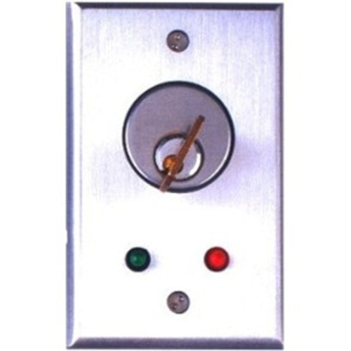 Camden Door Controls CM-1190 | Flush Mount Key Switch, Single Gang, DPDT Maintained, Brushed Aluminum