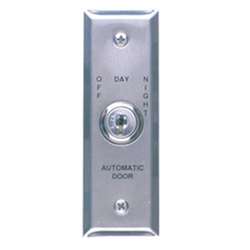Camden Door Controls CM-170/22 | Automatic Operator Control Key Switch, Narrow Stainless Steel Faceplate, 3 Position Switch, Maintained, Off/Auto/Hold Open