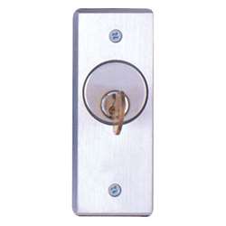 Camden Door Controls CM-2000-7212 | Flush Mount Key Switch, Narrow, SPST Momentary, N/O, Red & Green 12V LEDs, Brushed Aluminum