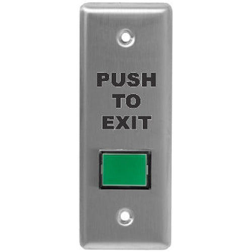 Camden Door Controls CM-310GPTE | Rectangular Illuminated Switch, Narrow, Green Button, PUSH TO EXIT