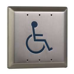 Camden Door Controls CM-46/3-DP | 4-1/2" Square Push Plate Switch, Exposed Screws, PUSH TO OPEN, DPDT, Bright Stainless Steel