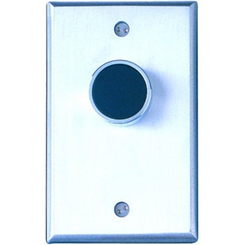 Camden Door Controls CM-7000G | Medium Duty Vandal Resistant Recessed Push Button, Blank Faceplate, Single Gang, Green Button, N/O, Momentary, Brushed Aluminum