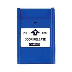 Camden Door Controls CM-701-PC | Pull Station, Blue, N/C Switch, PULL FOR DOOR RELEASE, Clear Lift Cover