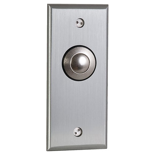 Camden Door Controls CM-9180 | Mechanical Vandal Resistant Push/Exit Switch, Blank Faceplate, Narrow, DPDT Momentary, Brushed Aluminum