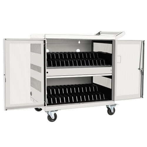 Tripp-Lite CSC32USBW | Multi-Device Charging Cart, 32 USB Ports, iPad and Android Tablets, Wall-Mount Option, White
