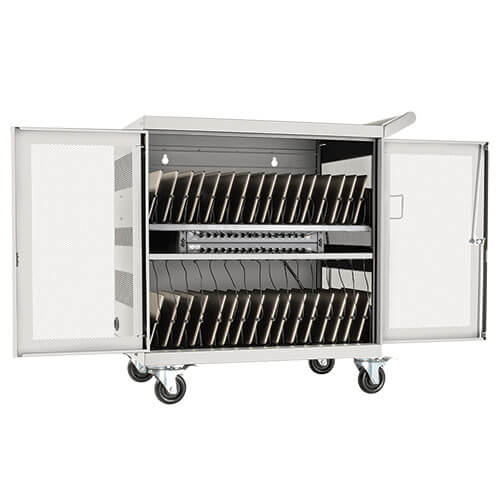 Tripp-Lite CSC32USBW | Multi-Device Charging Cart, 32 USB Ports, iPad and Android Tablets, Wall-Mount Option, White